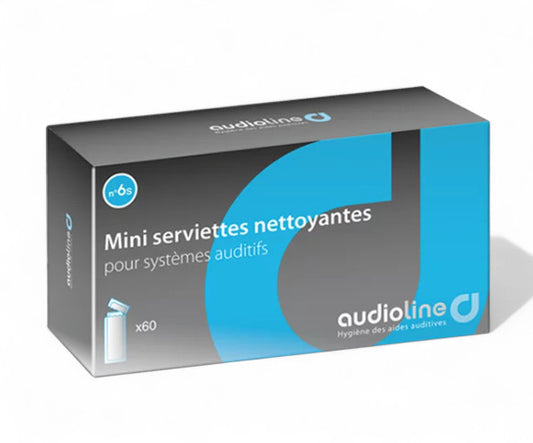 Mini serviettes nettoyantes pour systèmes auditifs - Boîte de 60
